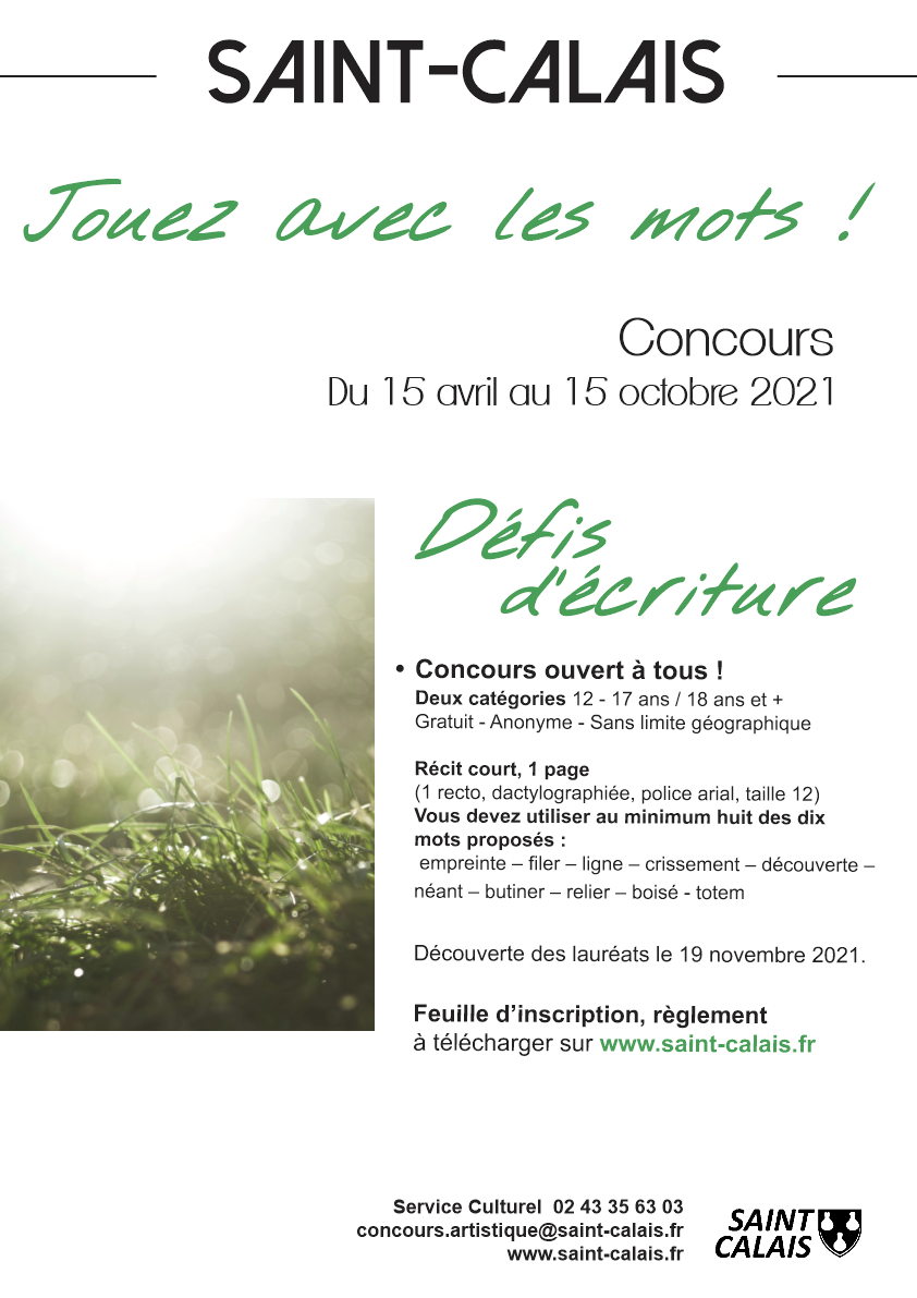 Concours d&rsquo;écriture du service culturel de&nbsp;Saint-Calais